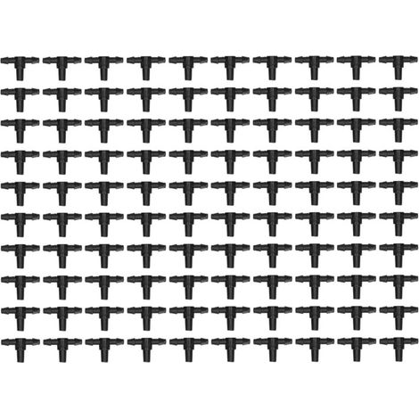 100 Stück 4/7 Schlauchverbinder T-Stücke für Tropfbewässerungssystem (1/4)