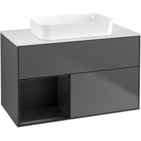 V&B Waschtischunterschrank Wandbeleuchtung Finion 100x60,3 cm, Rg li bla m Lac, Anthrac. m (1/2)