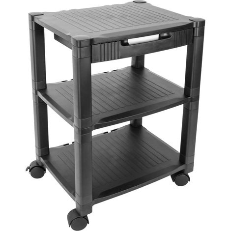 PrimeMatik - Table d'appoint 3 niveaux pour imprimante à roulettes et tiroir (1/5)