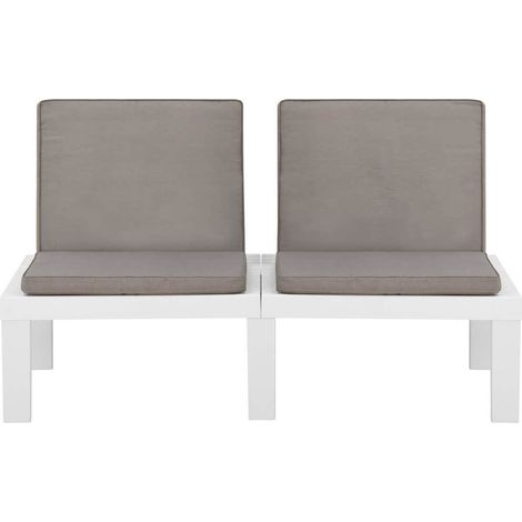 Maison Exclusive - Banco de jardín con cojines plástico blanco (1/5)