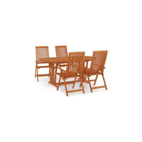 Ensemble à manger de jardin 5 pcs Bois d'eucalyptus massif (1/5)