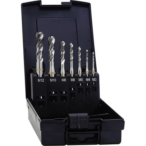 Exact 05112  Maschinengewindebohrer-Set 7teilig  metrisch M1, M4, M5, M6, M8, M10, M12  Rechtsschnei
