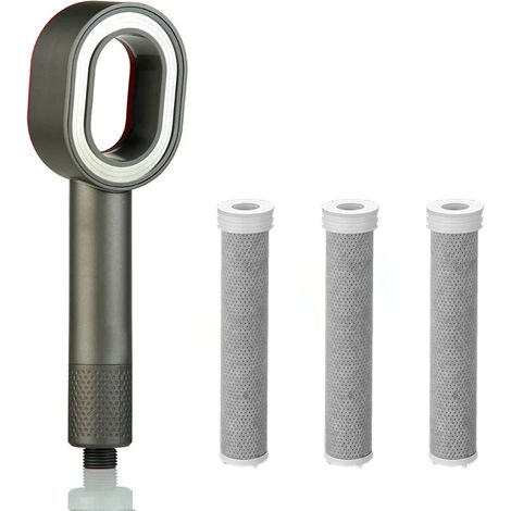 Ensemble gris - Pommeau de douche à main haute pression avec filtre ACF - Économie d'eau - Élimine le chlore - Purifie l'eau dure - Effet pluie - Compatible avec tous les modèles (1/5)