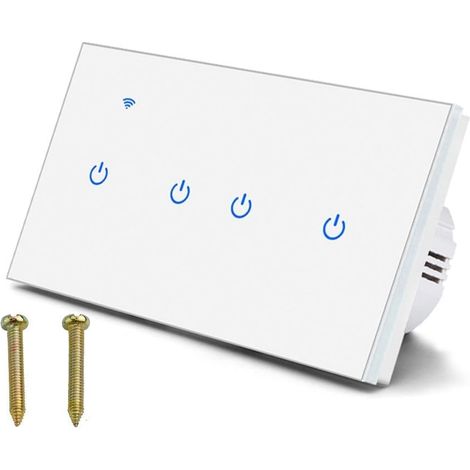 Interrupteur intelligent pour application - Interrupteur tactile Wi-Fi 2 voies avec télécommande vocale et application - 220 V 10 A - Ampoules à économie d'énergie et ampoules à incandescence (1/5)