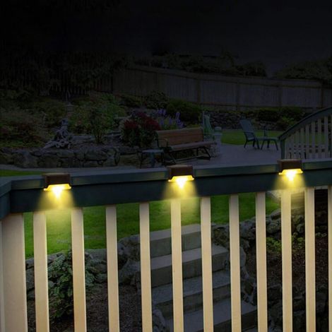 Solar Deck Lights - IP65 Waterproof - Warm White LED - For Stairs Fence Patio Pathway - 4 Pack (1/5)