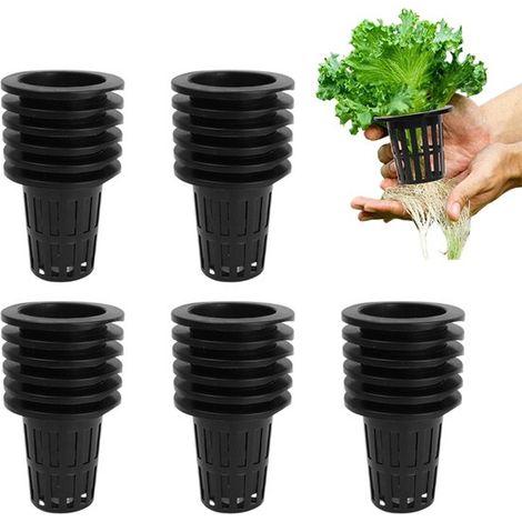 30 pots de culture en plastique noir pour légumes, fleurs et plantes d'intérieur. Idéal pour la culture hydroponique. Bordure de 70 mm. (1/5)