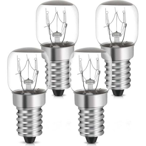 4x Ampoule Frigo 15W E14 Blanc Chaud Résistante à 300 °C (2700K, ST22, 22mm [Classe énergétique A] (1/5)