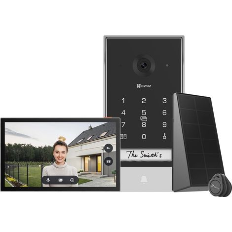 Interphone Vidéo 2K sans Fil avec Panneau Solaire, Ecran Tactile Couleur 7", Sonnette Vidéo sans Fil, Alimentation Solaire, Audio Bidirectionnel, WiFi 2,4/5 GHz, Détection de Humain (1/5)
