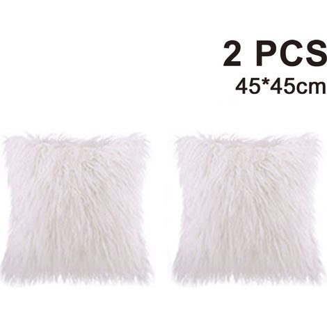 Housse de coussin décorative douce 45 x 45 cm, housse de coussin décorative à poils longs, fausse fourrure décorative, housse de coussin de canapé, housse de coussin en fausse fourrure