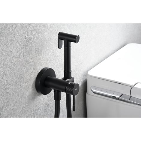 Mice - Rubinetto bidet monocomando da incasso in ottone - Doccia igienica monocomando e incasso Rubinetto bidet da incasso Nero Opaco RDG053/NG (1/2)
