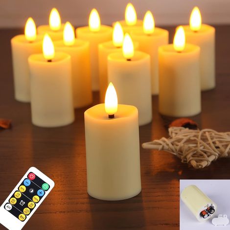 Lot de 12 Bougie LED avec Télécommande Minuteur Lumière Vacillante Intérieur Extérieur (1/5)
