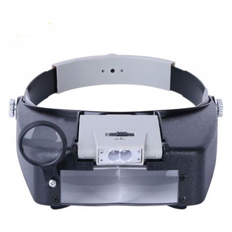 Loupe serre-tête pour horloger, bijoutier, lecture, mains libres avec éclairage LED, gris (1/4)