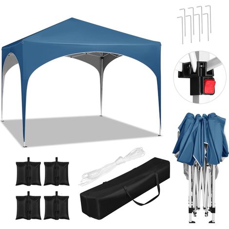 WOLTU Gazebo da giardino 3x3m Blu +Set di 4 Sacchi di Sabbia (1/5)