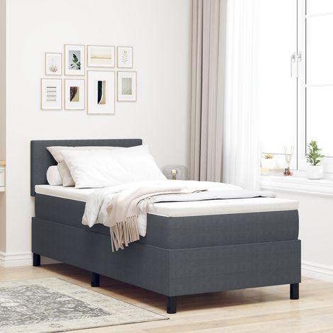 Box Spring Bed Manual Dark Grey and White 203 x 80 x 88 cm vidaXL (1/5)