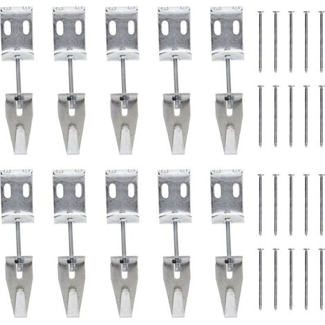 Juego de 10 ganchos en J ajustables, 20 clavos de soporte, 45 kg