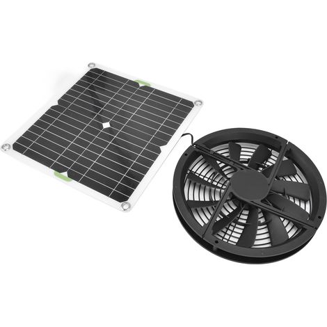 Kit de ventilateur solaire 10 pouces 100 W étanche, boîtier de ventilation rond pour poulailler, serre ou abri de jardin. (1/5)