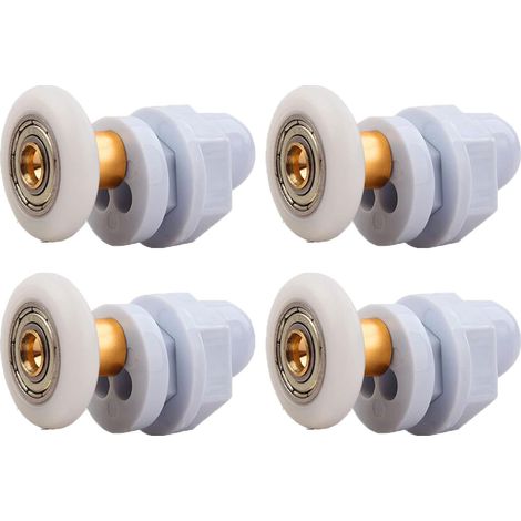 LaBlanc - Rodillos para mampara de ducha, 4 piezas de latón para puertas corredizas, para reemplazo de rieles de puerta de cristal (23 mm) (1/5)