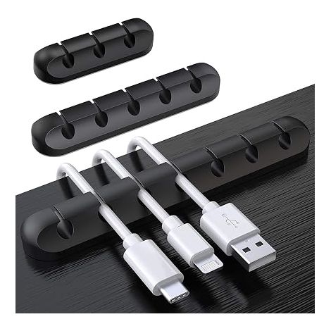 Kabelclips für den Schreibtisch, 3er-Pack, Kabelhalter, Kabelorganisator, Kabelmanagement, Kabelaufbewahrung für USB-Ladegerät/Maus/Kopfhörer/PC-Kabel, Schwarz (1/5)