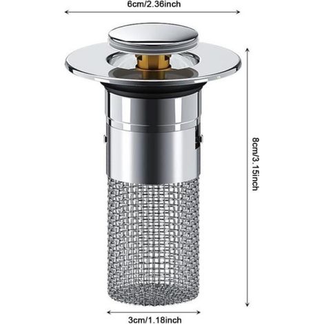 Attrape-Cheveux pour lavabo en Acier Inoxydable, Bouchon d'évier Anti-Odeur, Bouchon de lavabo Anti-colmatage,1pcs (1/4)