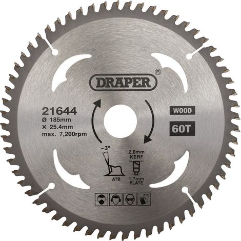 TCT Circular Saw Blade for Laminate & Wood, 185 x 25.4mm, 60T (21644) (1/5)