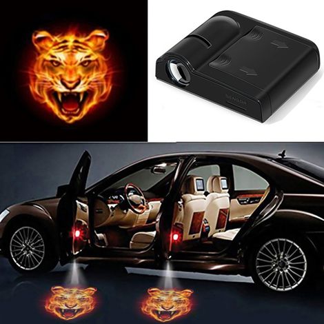 (3600LM-02)1 pièce Lampe de bienvenue lumineuse avec logo pour portière de voiture, projecteur laser universel sans fil, éclairage d'ambiance LED décoratif pour véhicule. (1/4)