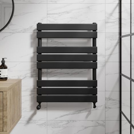 Duratherm Black Flat Panel Heated Towel Rail Bathroom Radiator 800 x 600mm (1/5)