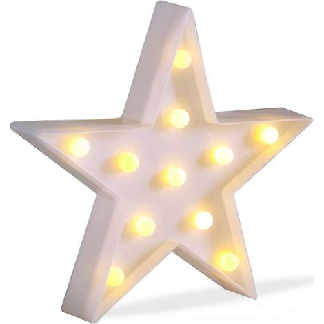 Enseigne lumineuse en forme d'étoile à LED, en plastique, alimentée par piles (blanche) (1/5)