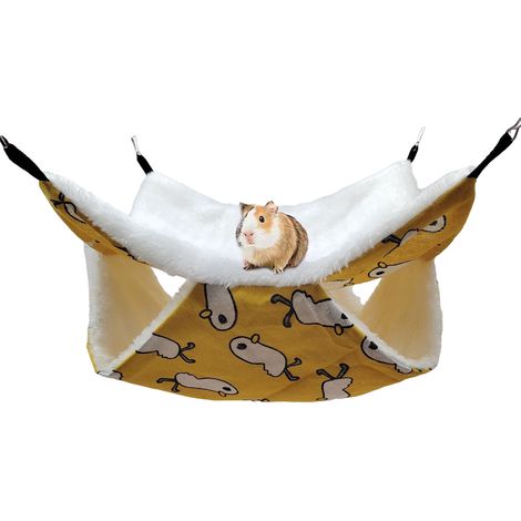 Hammock Pour Petit Animal - Double Étage - 35 x 35 cm - Fixation Par Crochets Métalliques - Pour Hamster Ferret Chinchilla Souris Lapin (1/5)