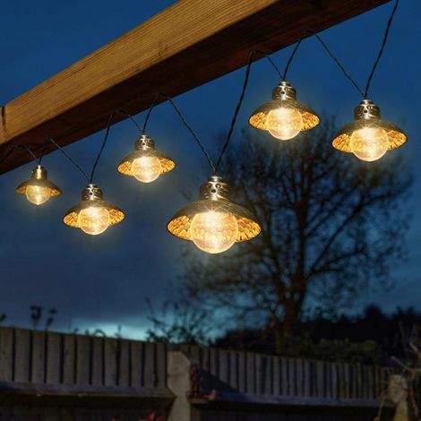 Solar Outdoor Lantern String Lights 4.7m Warm White Waterproof LED Lights 10 LED Garden Patio Gazebo Hanging Lights