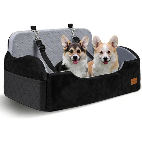 Hunde Autositz für mittlere/große Hunde, 2 verstellbare Sicherheitsleinen, abnehmbar & waschbar (1/5)