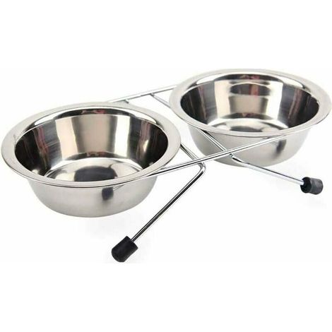 Filiyano – Support pour gamelles de chien, double gamelle, gamelles en acier inoxydable pour chiots, 24 x 16 x 6 cm, S (1/5)