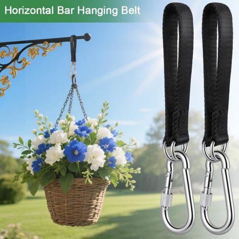 Sangle fixation hamac - 4pcs, 30cm réglable avec mousquetons anneau D jardin camping Cuneary (1/5)