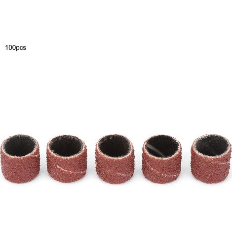 100 anneaux de papier de verre abrasif de 12 mm, 2 tiges incluses (1/5)
