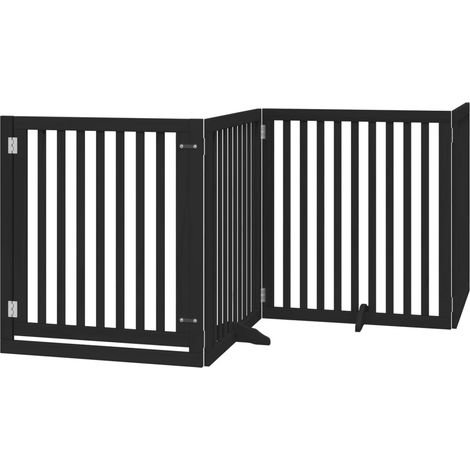 Barrière pour chiens et porte 4 panneaux noir bois de peuplier (1/5)