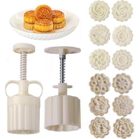 Plätzchenpresse, Plätzchenformen mit Blumen-Streichholzboden, DIY-Handpresse-Gebäckwerkzeug zur Herstellung von Mondkuchen, Kürbiskuchen, Keksen, Gebäck, Mo (1/5)