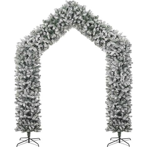 Arche de sapin de Noël avec flocons de neige en PVC et acier blanc et vert 215 x 270 cm (1/5)