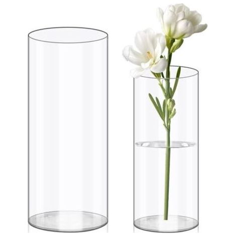 Vases à Fleurs en Acrylique Transparent, 20x10 und 25x12cm Vase cylindrique en Plastique incassable pour Arrangements Floraux, centres de Table de Mariage, Bricolage (1/4)