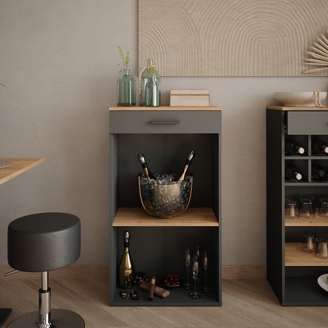 Casier à vin Repose, Chêne doré/anthracite, 60x106cm, Vicco