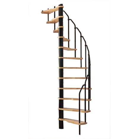 Handystairs – Escalier en colimaçon 12 marches en hêtre – Diamètre 140 cm – Hauteur 299 cm – Pour espaces confinés – Noir