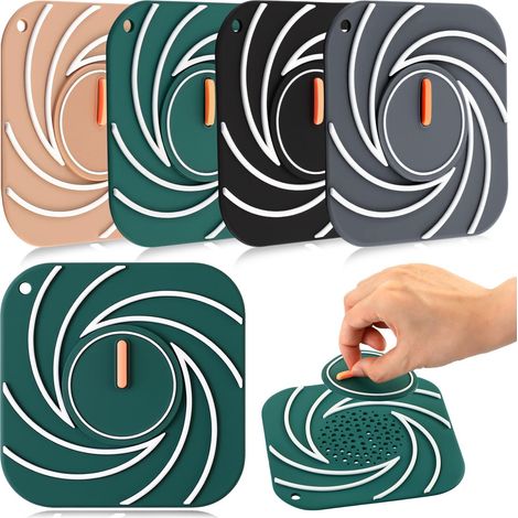 Tappi di scarico in silicone 2 in 1, 4 pezzi, tappi di scarico grandi da 15,2 cm per vasche da bagno, raccogli-capelli, coperture piatte con ventosa per cucina e bagno (1/5)