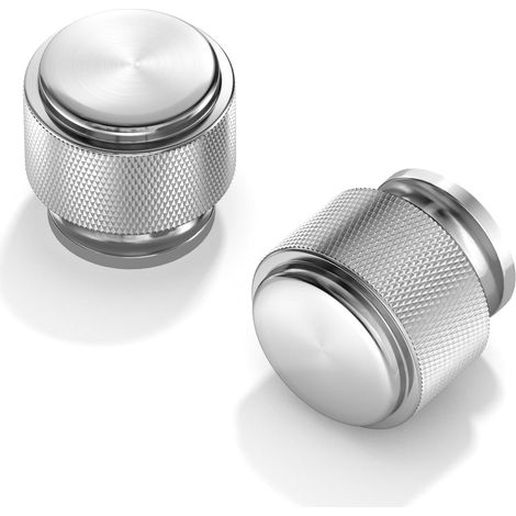 Set mit 10 Möbelknöpfen aus gebürstetem Nickel, silberfarbenen Schubladengriffen mit Gewinde, 25-mm-Küchenknöpfen, runden Schrankknöpfen (1/5)