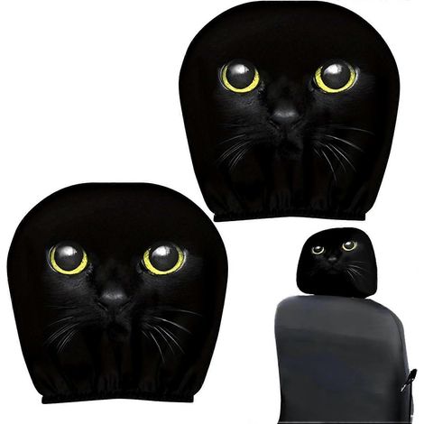 Housses d'appuie-tête de voiture en soie glacée protection siège automobile accessoires déco Halloween Noël - Lot de 2 (1/5)