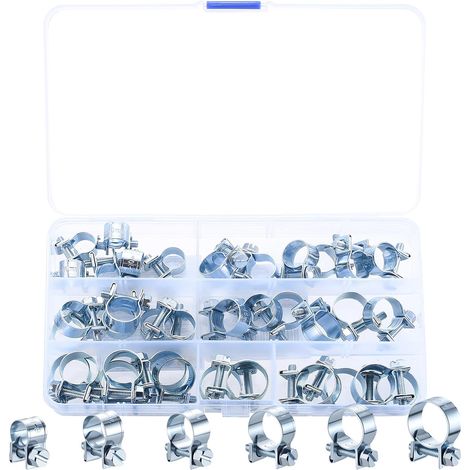 36 Pcs Collier Durite Essence, Collier de Serrage Métallique à Charnière Réglables 8-18 mm, Colliers pour Tuyaux d'Essence, Conduites de Carburant (1/5)