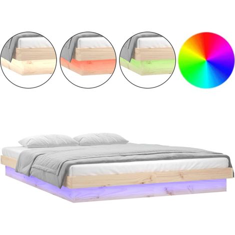 Maison Exclusive - Cadre de lit à LED sans matelas bois massif (1/5)