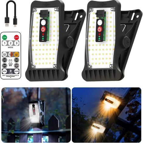 Ansteckbare Solarleuchte, Bewegungsmelder, 800 lm, 70 LEDs, 3 Farbtemperaturen, USB-Anschluss, Fernbedienung, 2er-Pack (wasserdicht)