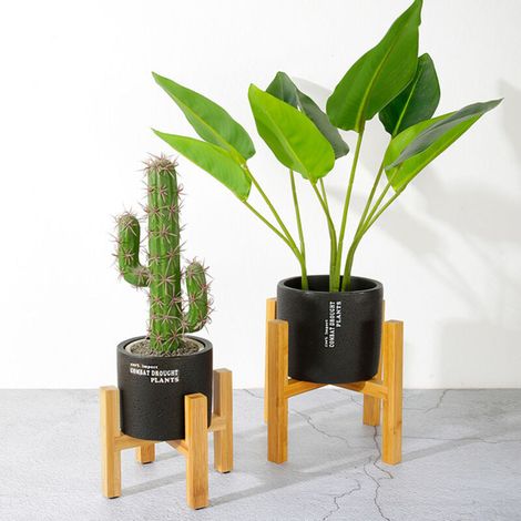 Support Pot de Fleurs pour Plantes avec Socle en Bois Protège Sol - Modèle XL (24.3x21cm) - 1 Pièce (1/4)