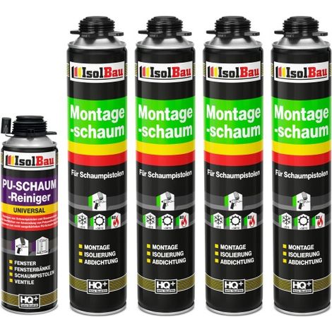 IsolBau Pistol Mounting Foam B2 Montageschaum 4 x 750 ml 1 x Nettoyant (1/5)