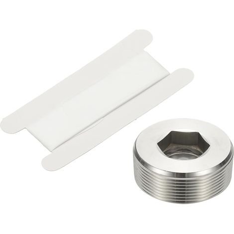 1/8" NPT Male Raccord De Tube À Hexagone Interne, 4 Pcs 304 Acier Inoxydable Kit Assortiment Bouchon Tête Filetée Frapper Adaptateur Avec Ruban, Argent - 2" (1/5)