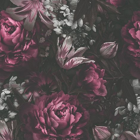 AS Creation Romantic Floral Flower Pink Charcoal Paste The Wall Vinyl Wallpaper (1/4)