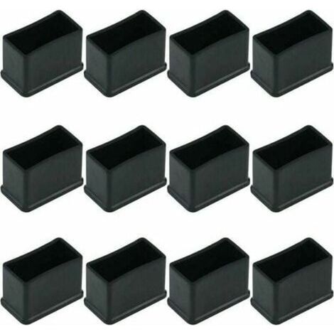 XVX – Paquete de 12 tapas protectoras de fieltro de goma para patas de mesas y sillas – Negro 15 x 30 mm – Protección del suelo y mayor agarre (1/4)